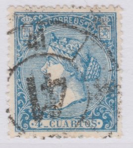 Spain Isabella II 1866 4c Blue Used Stamp A30P4F40461-