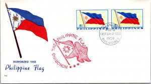 Philippines FDC 1959 - Philippine Flag - 2x6c Stamp - Pair - F43302