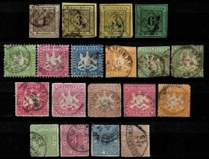 Old Germany / Wurttemberg 1851/1869 ☀ Used lot HCV VF