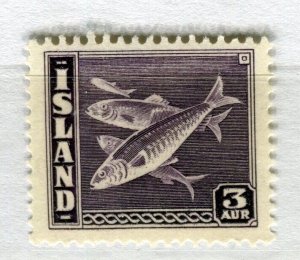 ICELAND; 1939 early Fish issue fine Mint hinged 3a. value