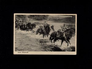 WWII APO 454 German Soldiers Horse Drawn Postcard Used By GI Victor 1945 2j