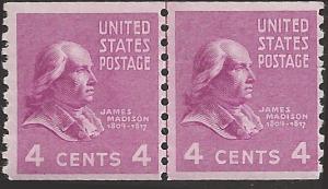 # 843 MNH - Line Pair - SCV-27.50 -JAMES MADISON 