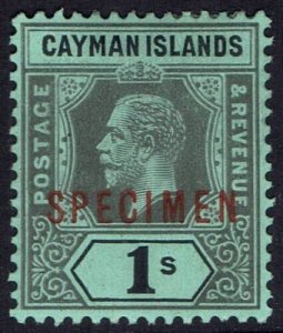 CAYMAN ISLANDS 1912 KGV SPECIMEN 1/- GREEN BACK 