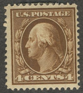 US #334 SCV $45.00 VF mint hinged, super deep rich color, black offset on gum...