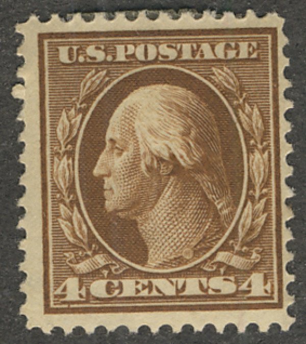 US #334 SCV $45.00 VF mint hinged, super deep rich color, black offset on gum...