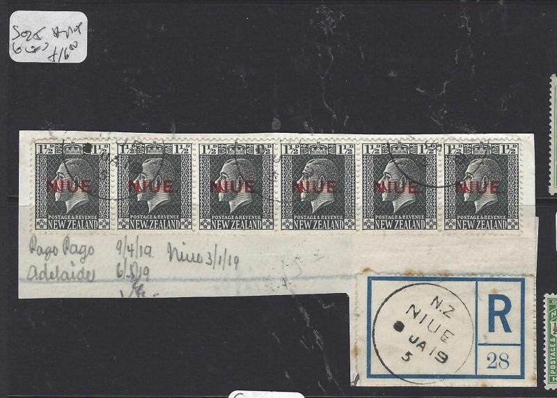 NIUE   (PP0310B)  ON NZ  KGV 1 1/2D STRIP OF 6  SG 25   VFU  