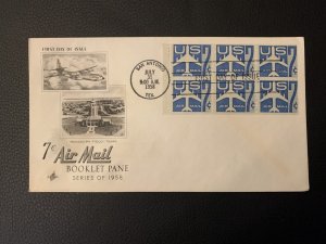 AIR MAIL 1958 SAN ANTONIO,TX.7C BOOKLET PANE,FDC BLOCK OF 6