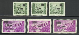 Yugoslavia Istria & Slovene Coast Scott J8-J13 - 1945 Postage Dues - SCV $10.80