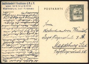 3rd Reich Germany GGov Poland GS Postal Stationary Card Cover Kalwarya Ka 110515