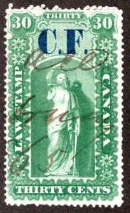 van Dam OL4, 30c used C.F. o/p, Ontario Law Revenue Stamp, Canada