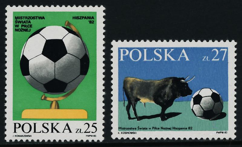 Poland 2521-2 MNH World Cup Soccer, Football, Sports, Bull