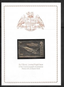 Dominica Great First in Aviation First Supersonic Bomber Gold Stamp (my640)