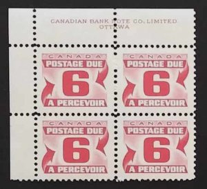 Canada J33 Plate Block UL VF MNH