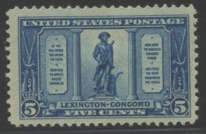 US Sc#619 1925 5c Lexington-Concord VF Centered OG Mint NH