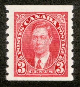 Canada 1937 Sc #240 - KGVI Mufti (Civilian Attire) - 3¢  coil type - Est $12.50