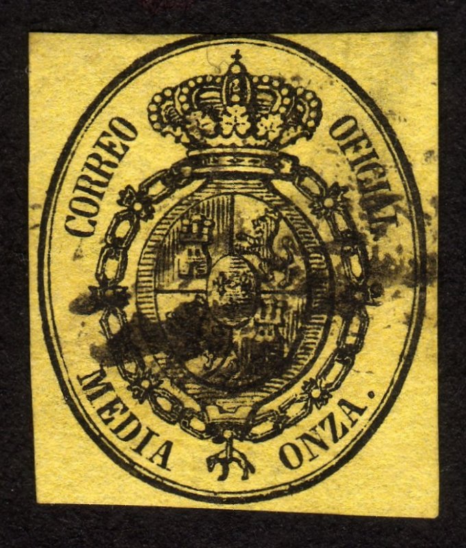 1855 Spain 1/2O, Used, Sc O5