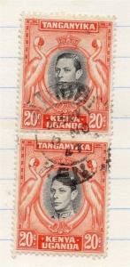 Kenya Uganda Tanganyika 1938 Early Issue Fine Used 20c. Pair 202652