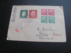 GERMANY  1955 REGISTERED COVER KOBLENZ FROM BOOKLET VERY NICE (155)