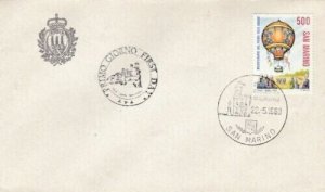 San Marino 1983 Bicentenary Manned Flight FDC special cancel Unaddressed VGC