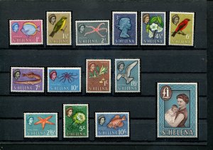 St Helena SC# 159-72 QEII< Birds, Flowers, Fish, (set 14 issues) MLH SCV $73.10