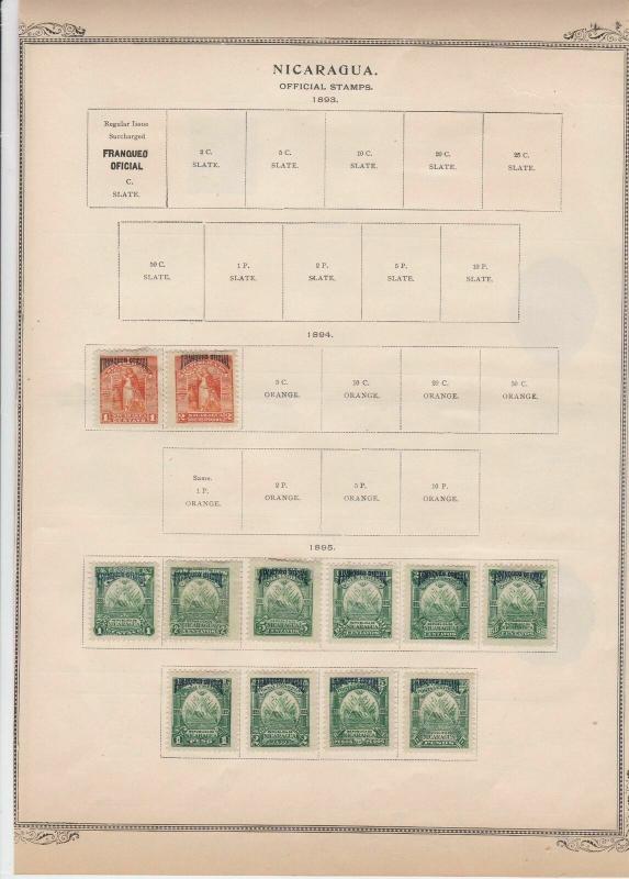 nicaragua stamps on album page ref r11830