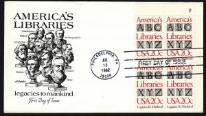 1982 American Libraries Sc 2015 Artmaster plate block