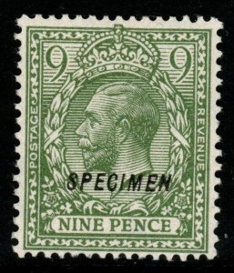 GB SG427s 1924 9d OLIVE-GREEN SPECIMEN MTD MINT