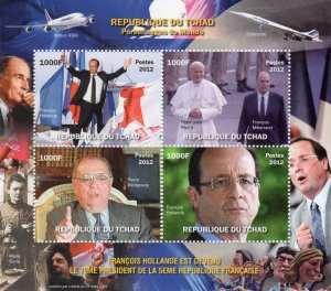 Chad 2012 FRANCOIS MITTERRAND-POPE JOHN PAUL II-CONCORDE-MARIE CURIE SS PERF.MNH