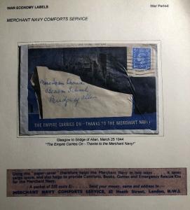 1944 Glasgow Scotland England Patriotic Cover Thanks To The Merchant Navy