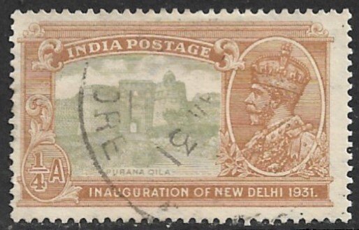 INDIA 1931 KGV 1/4a Fortress of Purana NEW DELHI Issue Sc 129 VFU