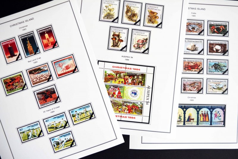 COLOR PRINTED CHRISTMAS ISLAND 1958-2010 STAMP ALBUM PAGES (94 illustr. pages)