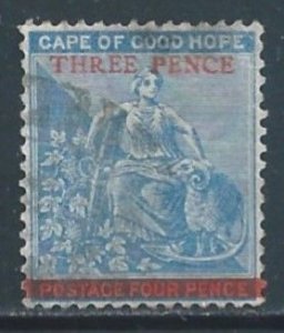 Cape Of Good Hope #29 Used 4p Hope & Symbols of Colony w/o Frame Line Surch...