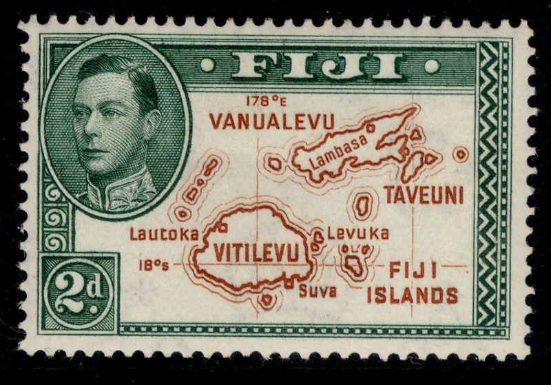 FIJI GVI SG253, 2d brown & green, M MINT. Cat £40. DIE I 