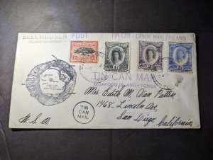 Toga Tin Can Canoe Mail TCCM Cover Niuafoou to San Diego CA USA Signed Quensell