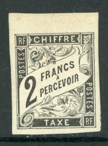 France Colonies 1884 Postage Due 2 Franc Black Sc# J13a Mint D696