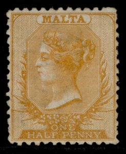 MALTA QV SG15, ½d yellow orange, M MINT. Cat £400.