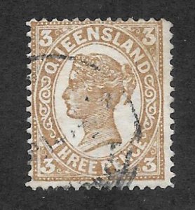 Queensland Scott #117 Used 3p Victoria stamp 2017 CV $3.25