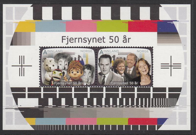 Norway 2010 Souvenir sheet of 2 A Innland 50 Years of Television in Norway