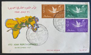 1957 Egypt First Day Cover FDC Afro Asian peoples Conference