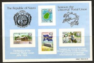 Nauru 117a MNH 1974 UPU Centenary Sheet