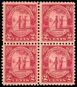 US Sc 683 MH BLOCK of 4 - 1930 2¢ - Charleston - 250th Anniv