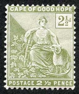 Cape of Good Hope SG56 2 1/2d sage green wmk anchor m/mint cat 27 pounds