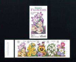 United States 32¢ Winter Garden Flowers Postage Stamp #3025-29 Full Bootlet