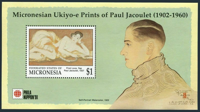 Micronesia 143-144,145,MNH. PHILA NIPPON-1991.Ukiyo-e Prints of Paul Jacoulet.