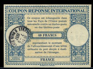 ,,FRANCE 1952 - 40 francs - (fold)  -- International Reply Coupon IRC