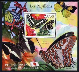 COMORO ISLANDS - 2011 - Butterflies  - Perf Souv Sheet #2 - MNH - Private Issue