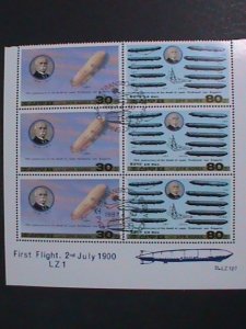 ​KOREA-1987- SC#2661-2-ZEPPELIN & DIAGRAMS OF AIRSHIPS CTO LARGE BLOCK VF