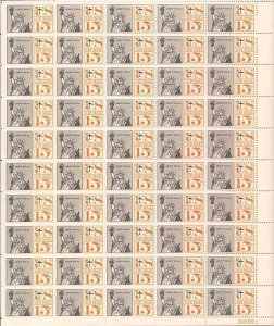 US Stamp - 1961 15c Statue of Liberty - 50 Stamp Sheet - Scott #C63