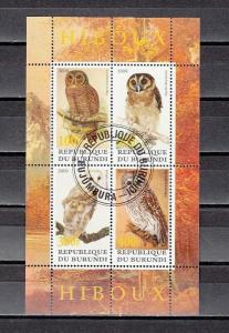 Burundi, 2009 Cinderella issue. Owls sheet of 4.  Canceled. ^