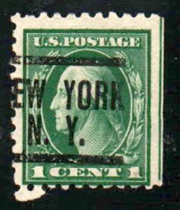 US Scott 462 1c Washington F/VF NH P10 Margin Line PRECAN NEW YORK N. Y. 1916